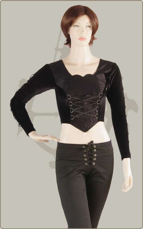 Samtbluse mit Halbringen