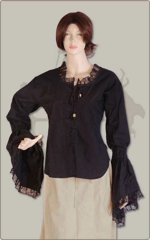Bluse mit Spitzenbesatz