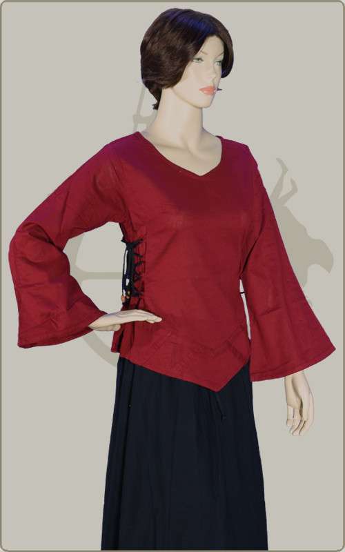 Bluse mit Seitenschnürung –...